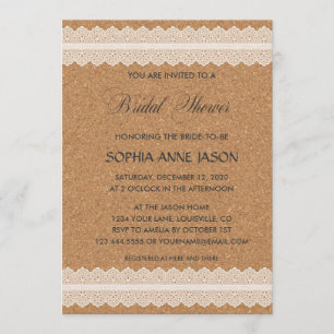 Convites Chá de panela de Vintage Lace Wine Cork