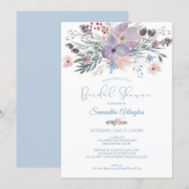 Convites Chá de panela de Violeta Azul-Dusty Floral