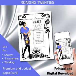 Convites Chá de panela Deco Gatsby de Arte Flapper dos anos