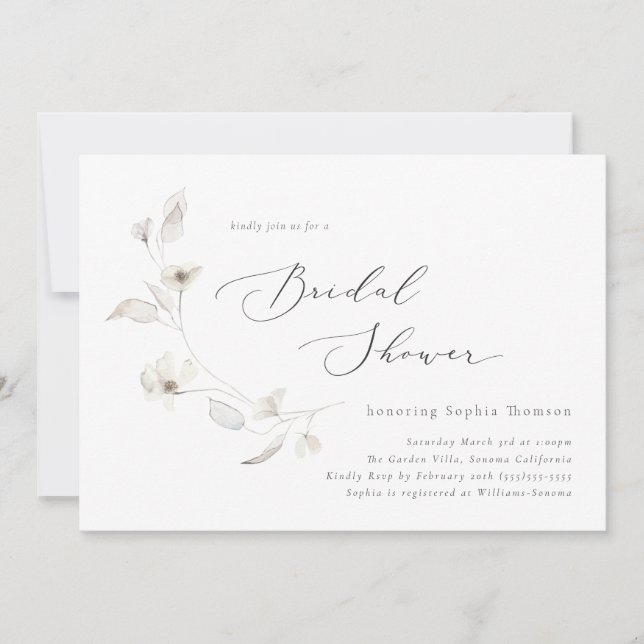 Convites Chá de panela Delicate Blossoms (Frente)