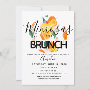 Convites Chá de panela Desenhado Mimosa Brunch