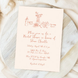 Convites Chá de panela Desenho Da Mão Escrivível Whimsical