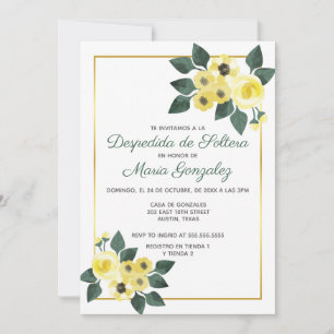 Convites Chá de panela Despedida de Soltera Flores Amarilla