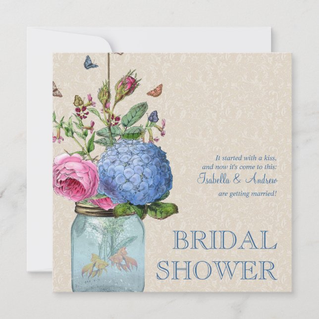 Convites Chá de panela do amor do peixe dourado do frasco (Frente)