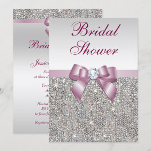 Convites Chá de panela do Arco Burgandy Sequins Faux Silver