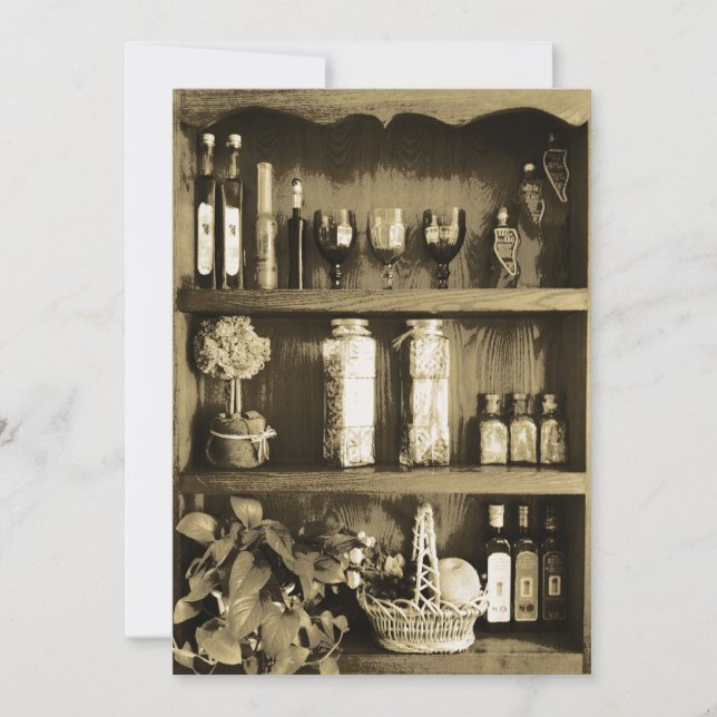 Convites Chá de panela do armário da cozinha de Brown (Frente)