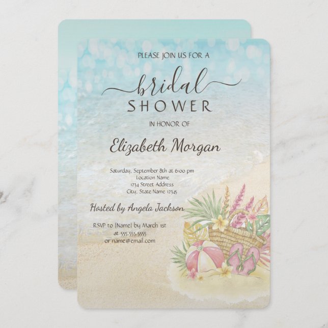 Convites Chá de panela do Beach Relax (Frente/Verso)