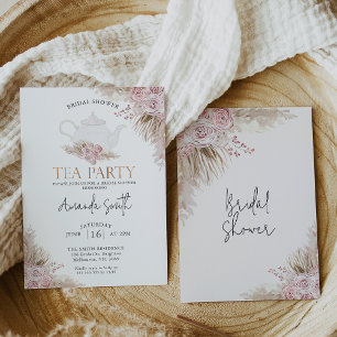 Convites Chá de panela do Blush Boho Floral Tea Party