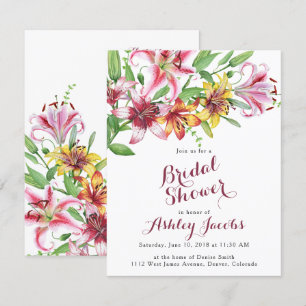 Convites Chá de panela do Buquê Lily Flower