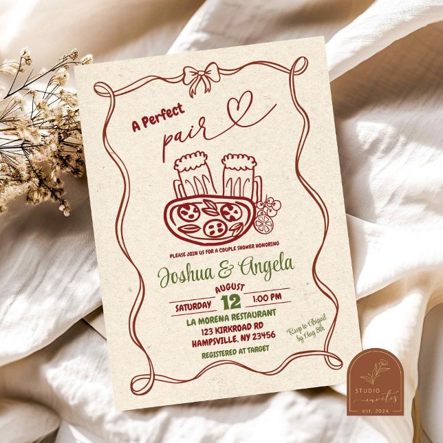 Convites Chá de panela do Casal de Par Perfeito do Arco Des (Criador carregado)