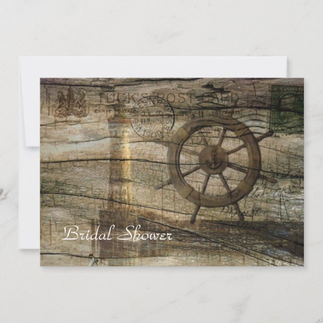 Convites chá de panela do casamento de praia do farol do (Frente)