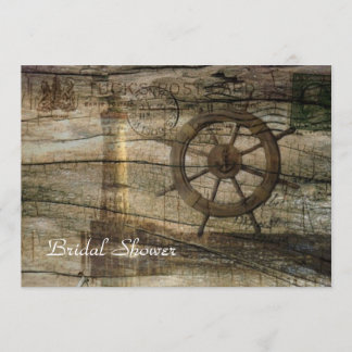 Convites chá de panela do casamento de praia do farol do