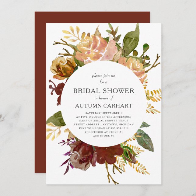 Convites Chá de panela do Círculo Floral Russo do Jardim do (Frente/Verso)