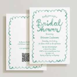 Convites Chá de panela do Código QR Verde Oleícola Whimsic