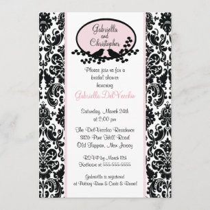 Convites Chá de panela do Damask Rosa