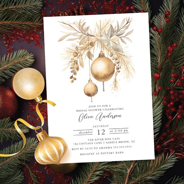 Convites Chá de panela do Enfeites de natal Dourado (Criador carregado)