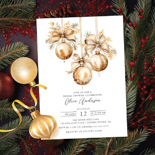 Convites Chá de panela do Enfeites de natal Dourado