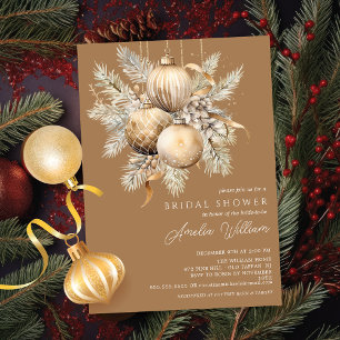 Convites Chá de panela do Enfeites de natal Dourado