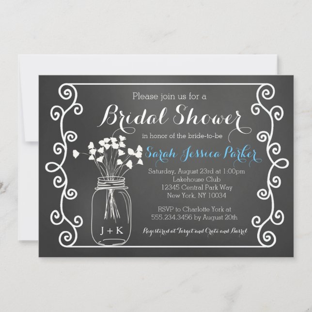 Convites Chá de panela do frasco de pedreiro do quadro (Frente)