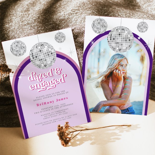 Convites Chá de panela do Groove de Disco Retroativo Rosa e (Criador carregado)