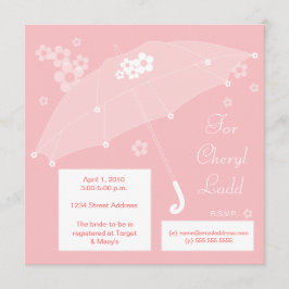 Convites Chá de panela do guarda-chuva (rosa)