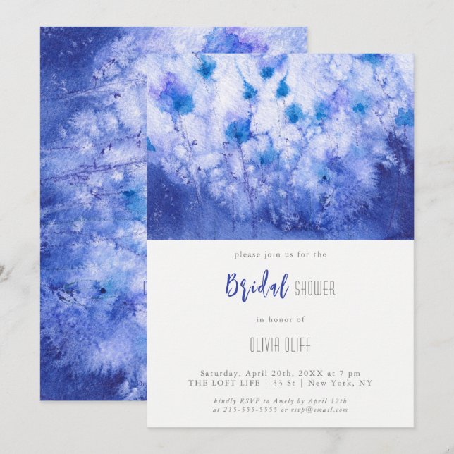 Convites Chá de panela do Jardim Azul Inverno (Frente/Verso)