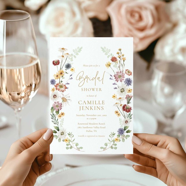 Convites Chá de panela do Jardim de Flores Selvagens (Wildflower Boho Bridal Shower Invitation)