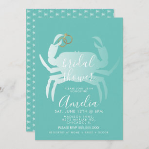 Convites Chá de panela do Oceano Teal Crab Crustaceano