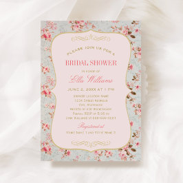 Convites Chá de panela do Partido do Jardim Floral Rosa Vin