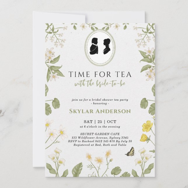 Convites Chá de panela do partido Regency Floral Tea (Frente)