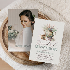 Convites Chá de panela do Tea Party Cream Taupe Beige Lunch