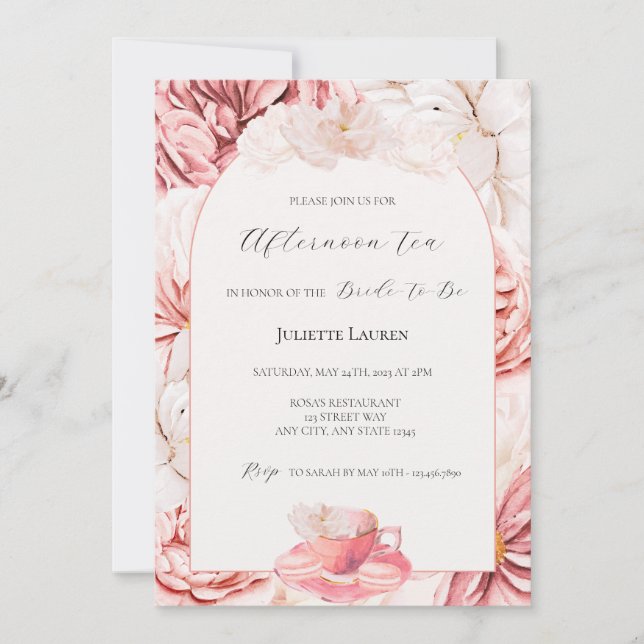 Convites Chá de panela do Tea Party Garden (Frente)