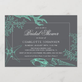 Convites Chá de panela do Tema Náutico do Coral do Mar Cost