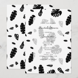Convites Chá de panela do Verão Tropical Preto e Branco