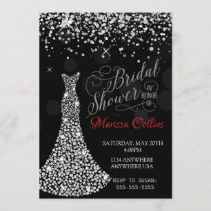 Convites Chá de panela do vestido do diamante, cristal de