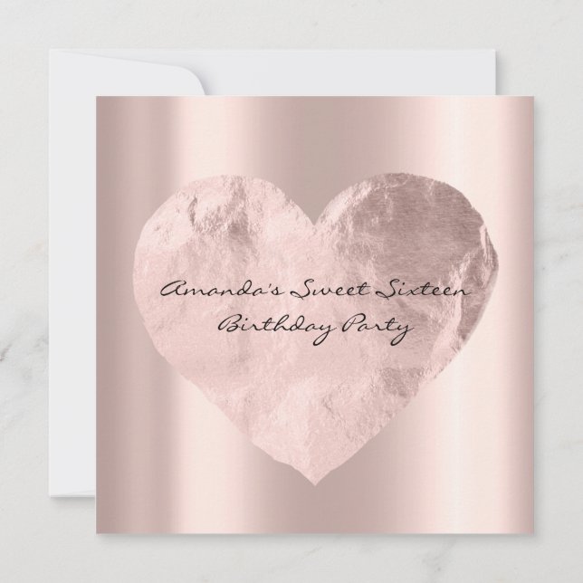 Convites Chá de panela Doce 16º Aniversário Rosa Coração (Verso)