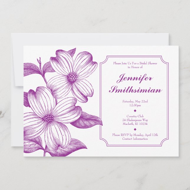 Convites Chá de panela Dogwood (Frente)