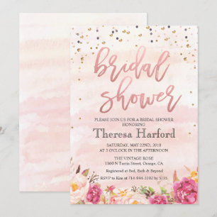 Convites Chá de panela dos confetes da aguarela