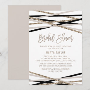 Convites Chá de panela dos Streamers Black and Ivory
