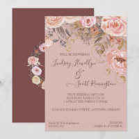 Chá de panela Dourada Floral Boho Burgundy Seco