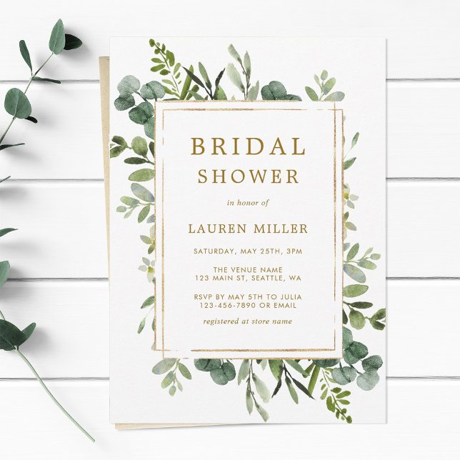 Convites Chá de panela Dourado botânico (Criador carregado)