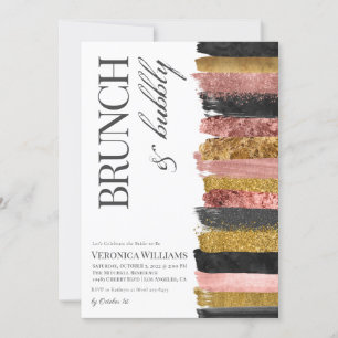 Convites Chá de panela Dourado Brunch & Bubble