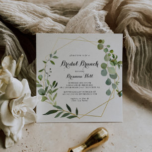 Convites Chá de panela Dourado de Bridal de Folhas Tropica