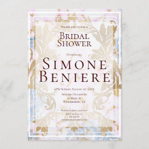 Convites Chá de panela Dourado de Filigree Rococo