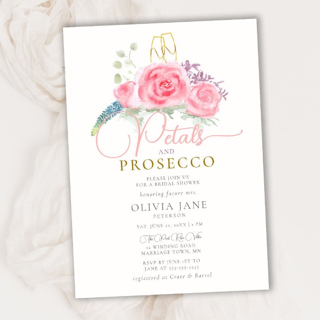 Convites Chá de panela Dourado de Rosa de Boho Petals Prose (Criador carregado)