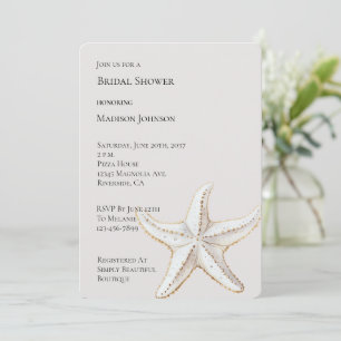 Convites Chá de panela Dourado de Starfish Cream White