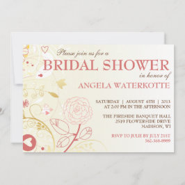 Convites Chá de panela Dourado e cor-de-rosa Chique