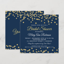 Convites Chá de panela Dourado Faux Glitter Confetti Marinh