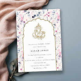 Convites Chá de panela Dourado Flor Ganesh