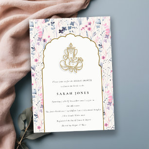 Convites Chá de panela Dourado Flor Ganesh